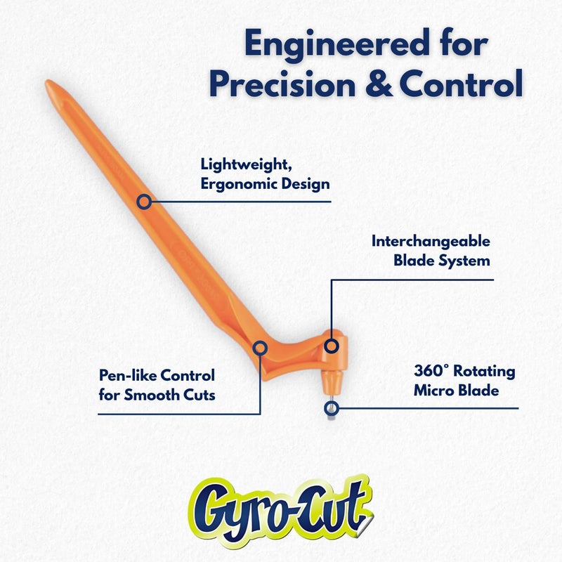 Gyro-Cut PRO Craft Cutting Tool with 30˚ Medium Cut Tungsten Carbide Blade - Crafting Knife with Rotating Blade for Midweight Materials, Precision Curves and Corners for Crafting & Stencils - Image 2